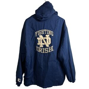 Vintage Starter Notre Dame Fighting‎ Irish Windbreaker Jacket XL Navy Blue 90s